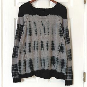 Gypsy 05 Global Village Lightweight Tie Dye Wool Blend Scoop Neck Sweater Gray M